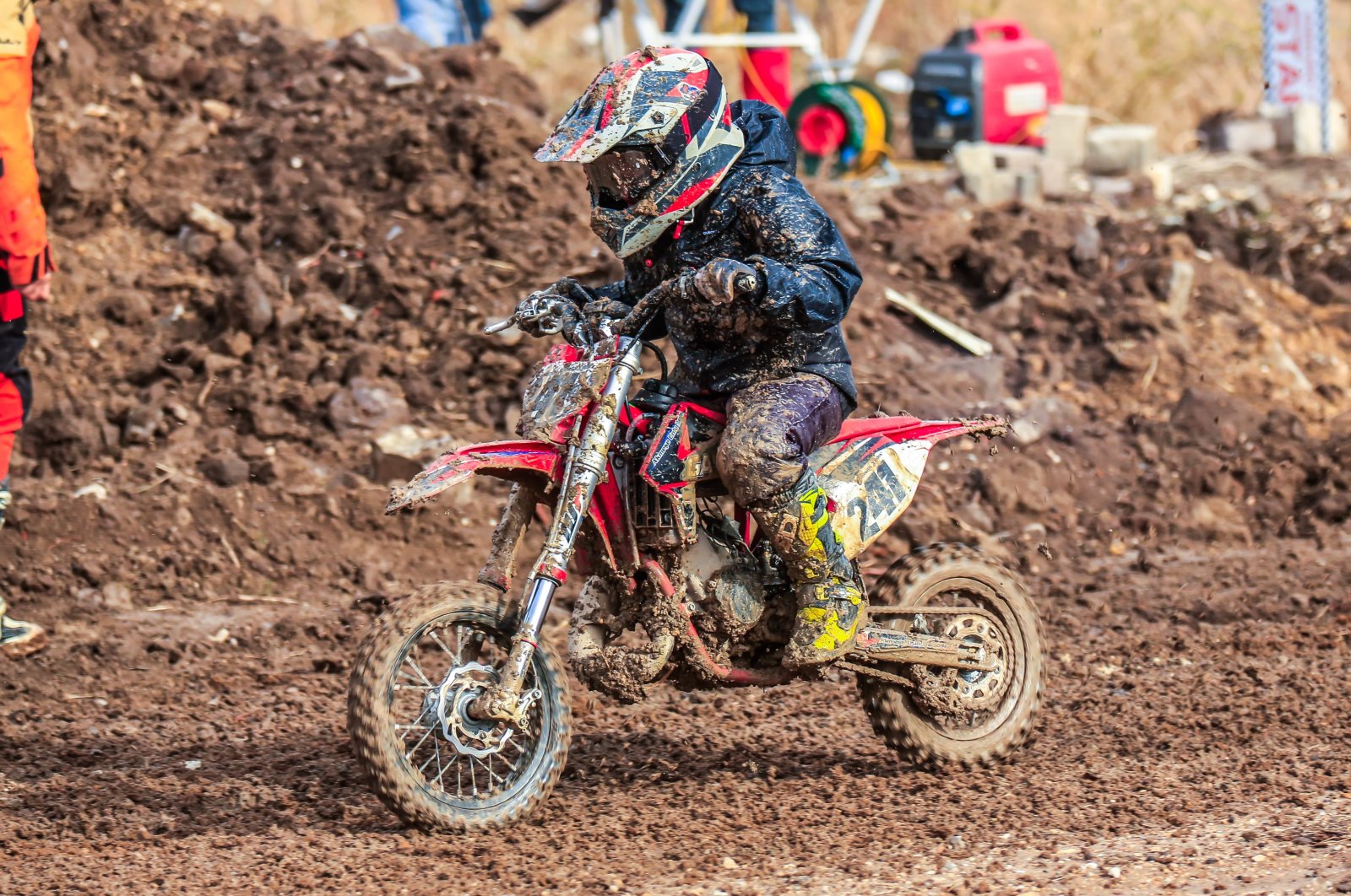 Seven-year-old Turkish rider, Ahmet Hasan Yıldız, in action during his training, Kocaeli, Nov. 29, 2023. (IHA Photo)