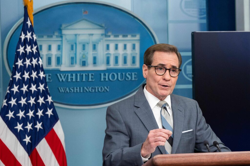 U.S. National Security Council spokesperson John Kirby giving a daily briefing to journalists at the White House, Washington, D.C., U.S., Nov. 27, 2023. (AFP Photo)
