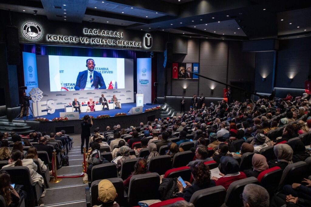 Photo shows Türkiye Maarif Foundation Chair Birol Akgün (L), Malaysian politician and lawyer Fadhlina binti Sidek (C-1), politician in Democratic Republic of Congo Tony Mwaba Kazadi (C-2) and Bosnian Minister Naida Hota-Muminovic during the 3rd Istanbul Education Summit, Istanbul, Türkiye, November 2023.