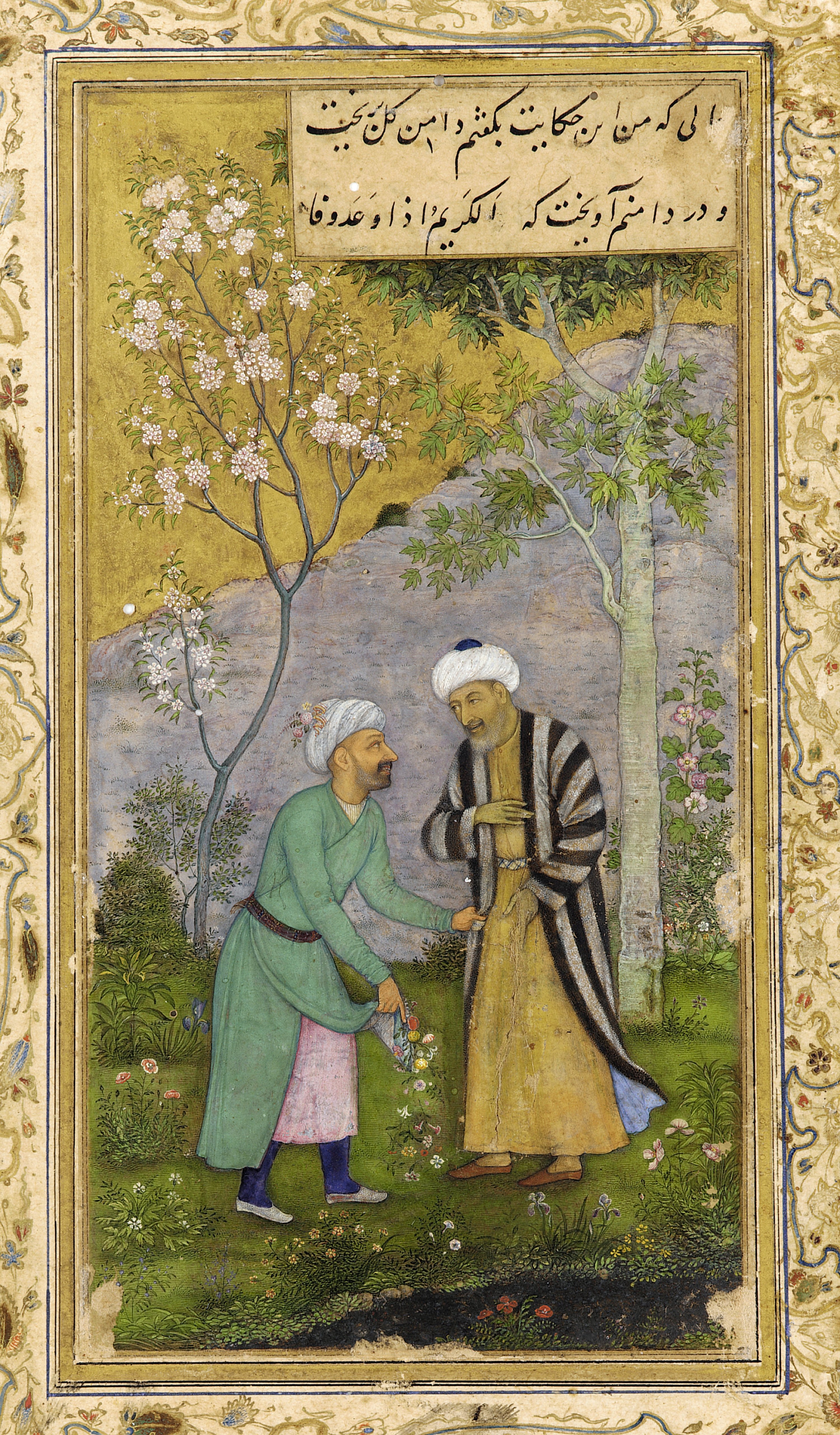 303897 Saadi in a Rose Garden, 1645, from a manuscript of the 'Golestan' ('Rose Garden'). (Getty Images Photo)