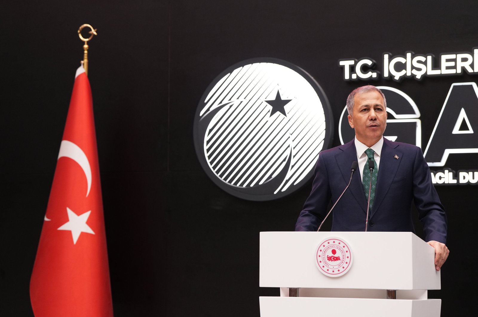 Interior Minister Ali Yerlikaya speaks at the event in the capital Ankara, Türkiye, Dec. 5, 2023. (AA Photo)