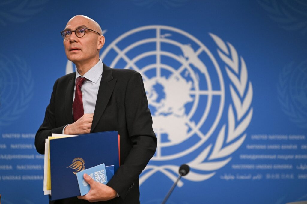 U.N. High Commissioner for Human Rights Volker Türk at a press conference in Geneva, Switzerland, Dec. 6, 2023. (AFP Photo)