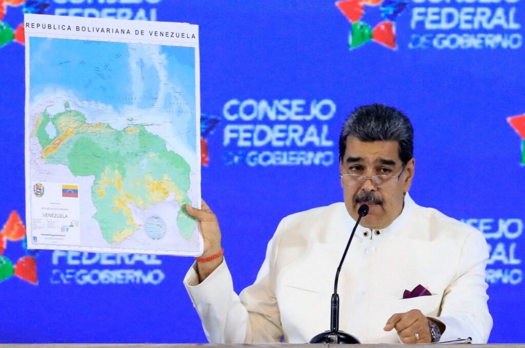 Venezuela's President Nicolas Maduro speaks to the press in Caracas, Venezuela, Dec. 5, 2023. (AFP Photo)