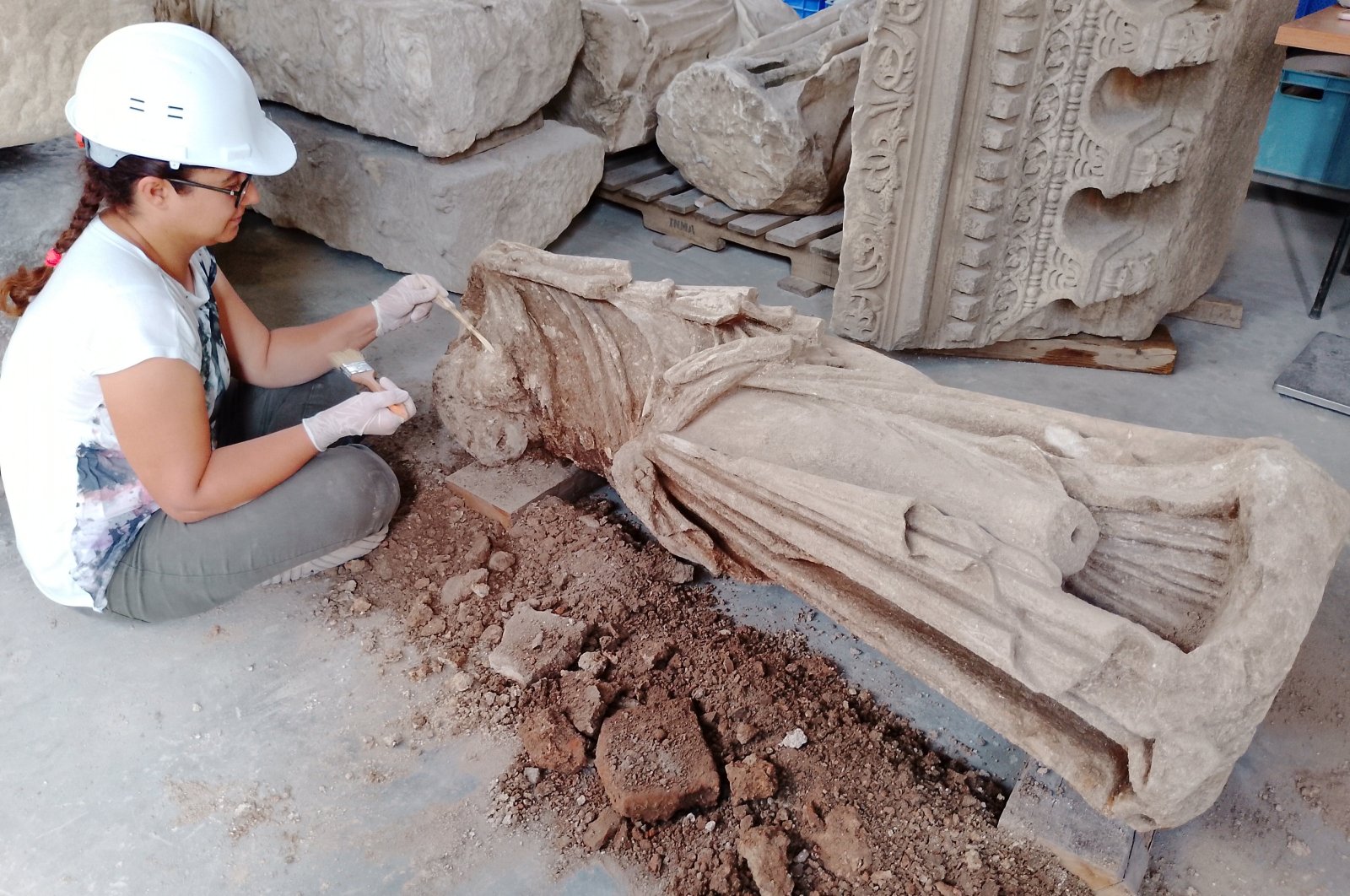 The "Dancing Moses" statue was unearthed after over 2,000 years in the ancient site of Muğla, Türkiye, Dec. 7, 2023. (AA Photo)