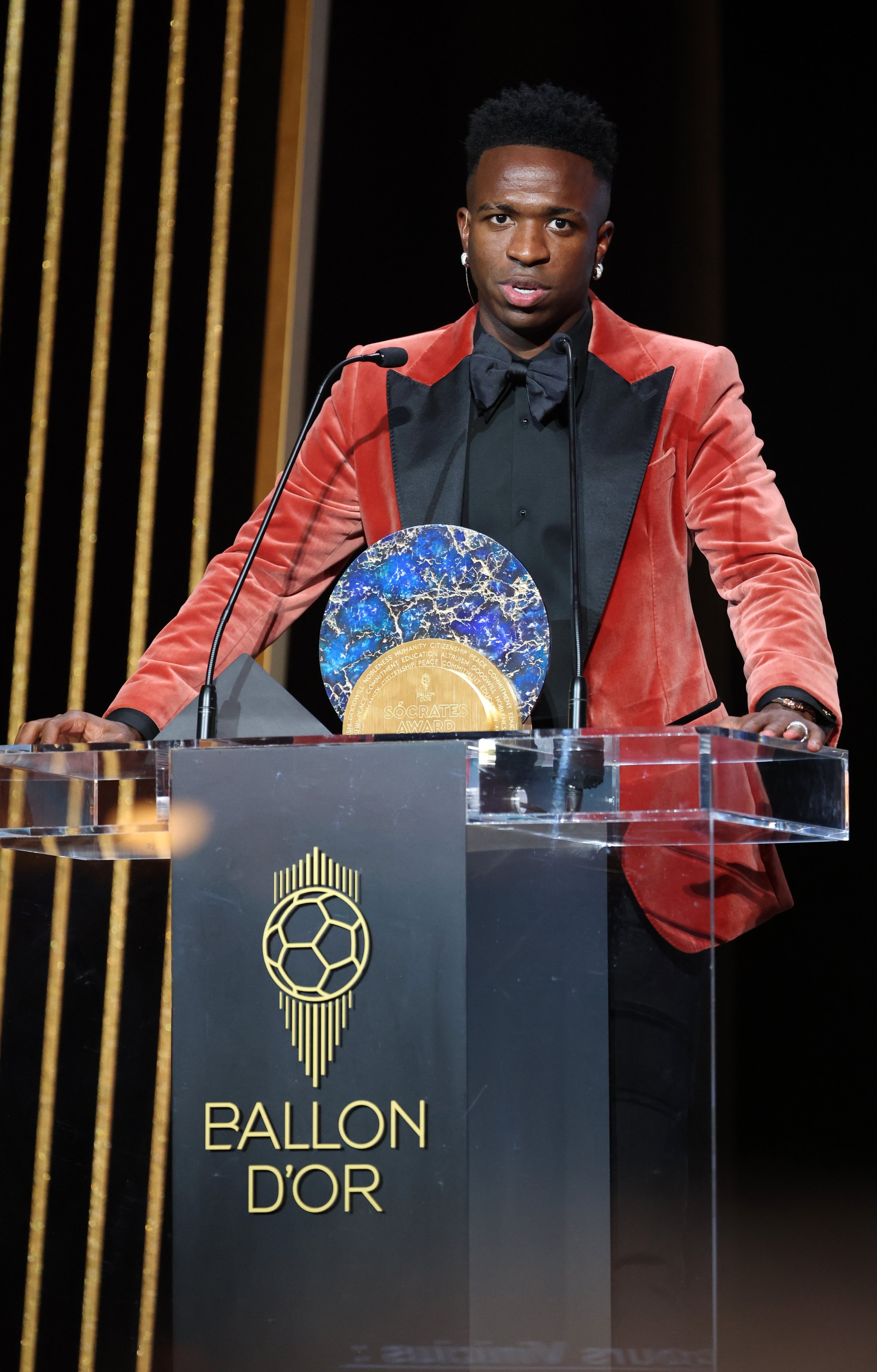 304386 Vinicius Junior attends the 67th Ballon d'Or Ceremony at the Theatre du Chatelet, Paris, France, Oct. 30, 2023. (Getty Images Photo)