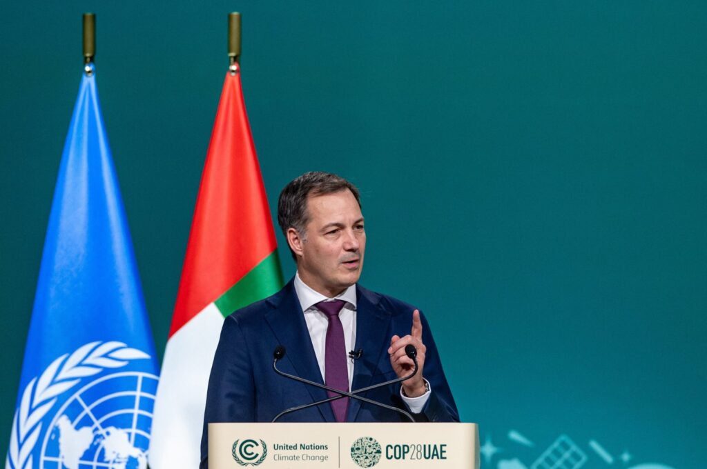 Belgian PM Alexander De Croo speaks at the COP28 in Dubai, UAE, Dec. 2, 2023. (EPA Photo)