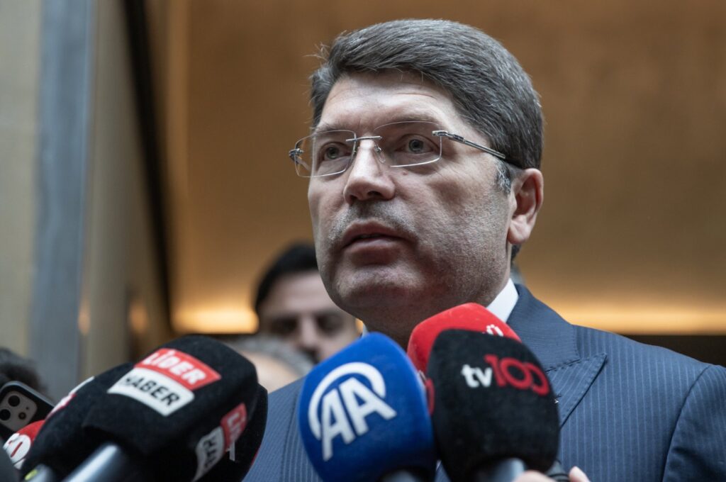 Justice Minister Yılmaz Tunç speaks to reporters in the capital Ankara, Türkiye, Dec. 7, 2023. (AA Photo)