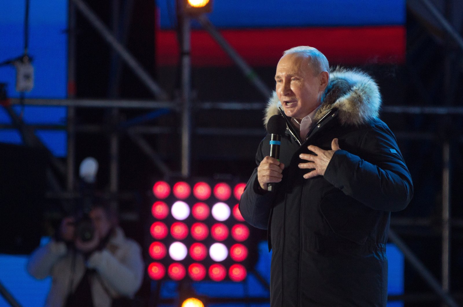 Vladimir Putin, Russia's president, speaks during a rally near the Kremlin, Moscow, Russia, March 18, 2018. (Getty Images Photo)