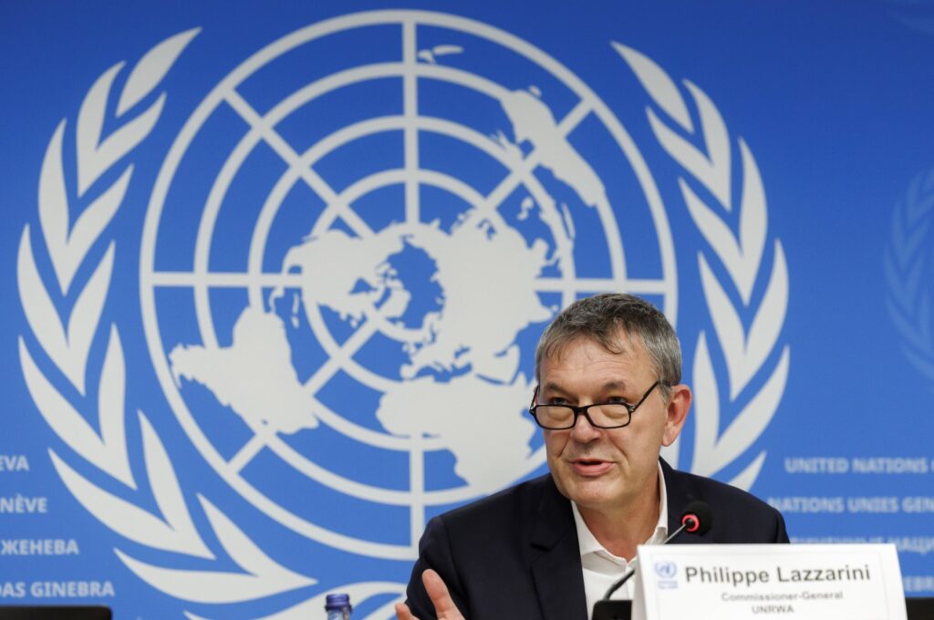 UNRWA chief Philippe Lazzarini speaks to the media in Geneva, Switzerland, Nov. 16, 2023. (EPA Photo)