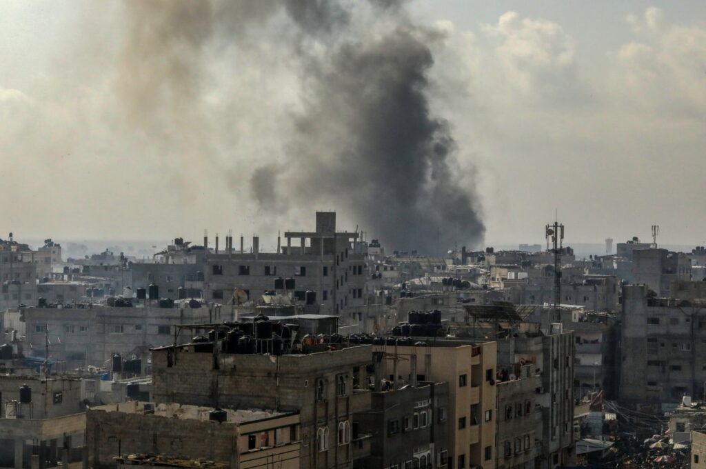 Smoke rose as a result of the Israeli attack on Rafah city, Gaza, Palestine, Dec. 12, 2023. (AA Photo)