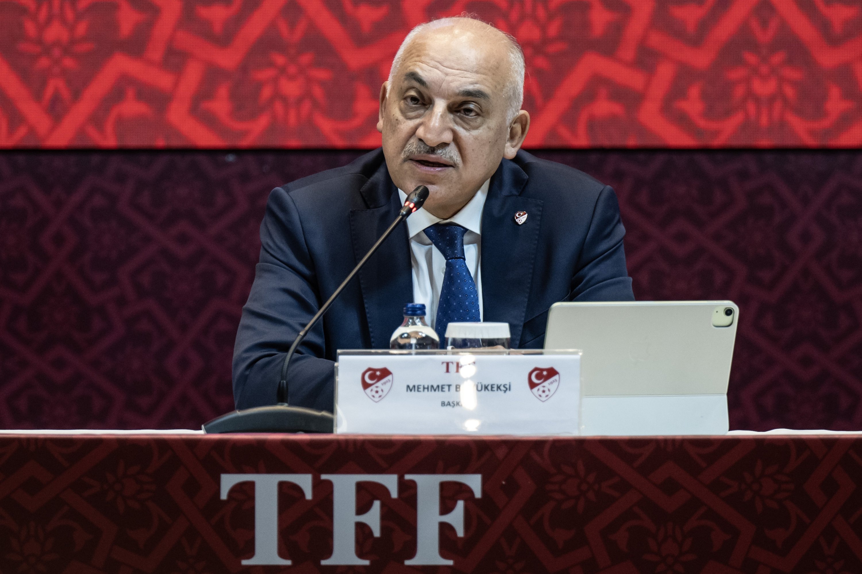 305306 Turkish Football Federation (TFF) President Mehmet Büyükekşi speaks to the press, Istanbul, Türkiye, Dec. 13, 2023. (AA Photo)