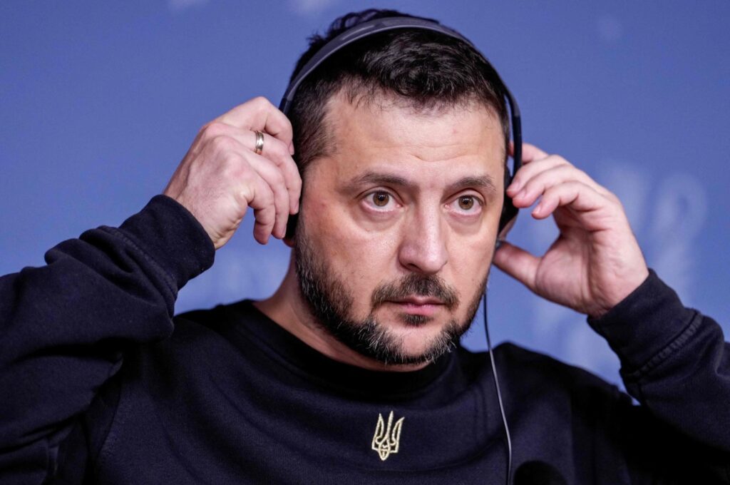 Ukrainian President Volodymyr Zelensky at press conference in Oslo, Norway, Dec. 13, 2023. (AFP Photo)
