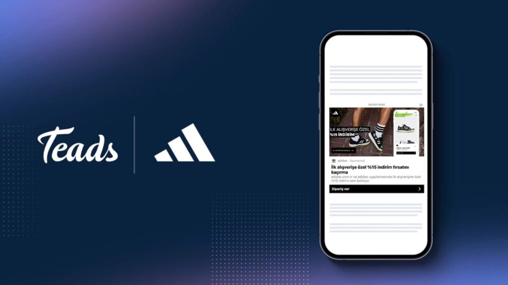 The logos of Teads and Adidas are seen in this illustration photo, in Istanbul, Türkiye, November 2023. (Courtesy of Teads, Adidas).