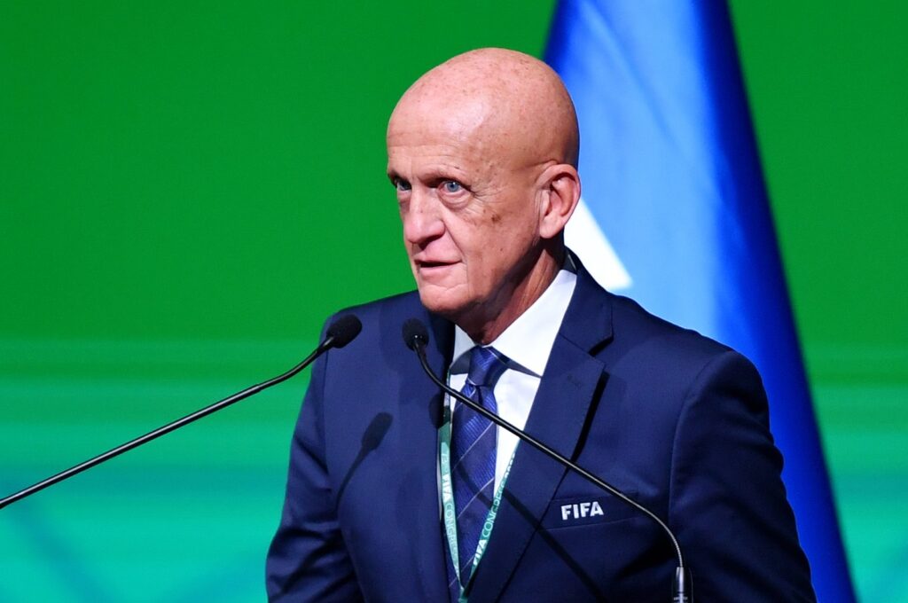 FIFA Referees Committee chair Pierluigi Collina speaks at the 73rd FIFA Congress, Kigali, Rwanda, March 16, 2023. (Getty Images)