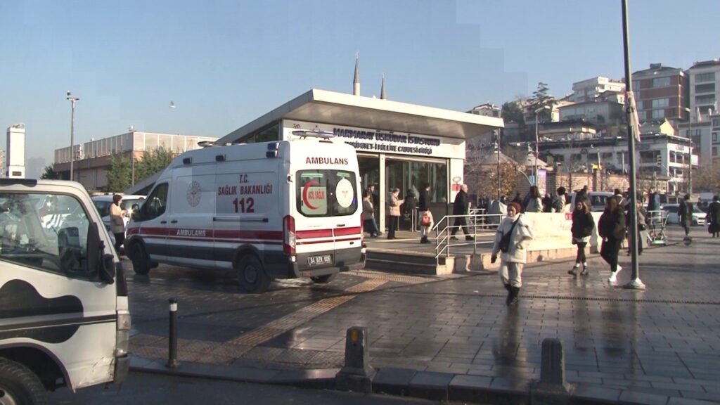 Citizens walk near the entrance of the Üsküdar station of the Marmaray, Istanbul, Türkiye, Dec. 20, 2023. (IHA Photo)