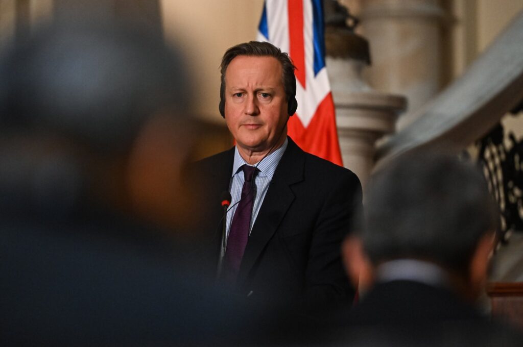 British Secretary of State for Foreign, Commonwealth and Development Affairs David Cameron attends a press conference with Egypt's Foreign Minister in Cairo, Egypt, Dec. 21, 2023. (EPA Photo)
