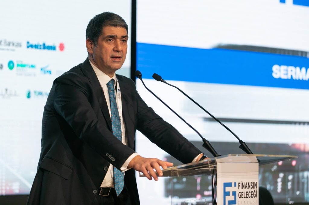 The head of the Turkish Capital Market Association Ibrahim Halil Öztop speaks at the "Future of Finance Summit" at the Turkuvaz Media Center in Istanbul, Dec. 22, 2023. (Handout)