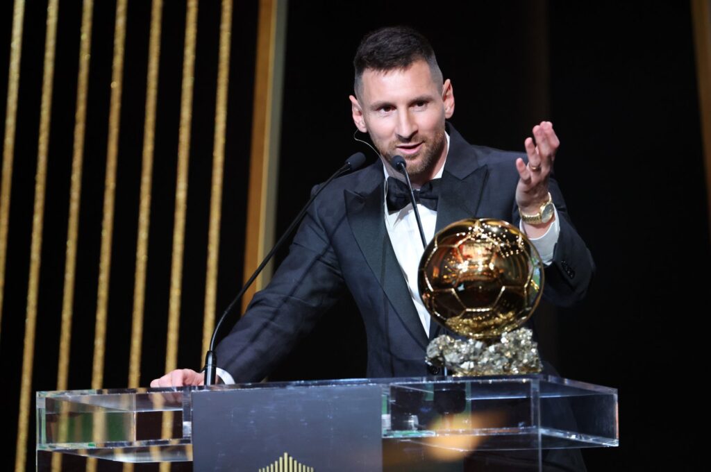 Lionel Messi attends the 67th Ballon D'Or Ceremony at Theatre Du Chatelet, Paris, France, Oct. 30, 2023. (Getty Images Photo)