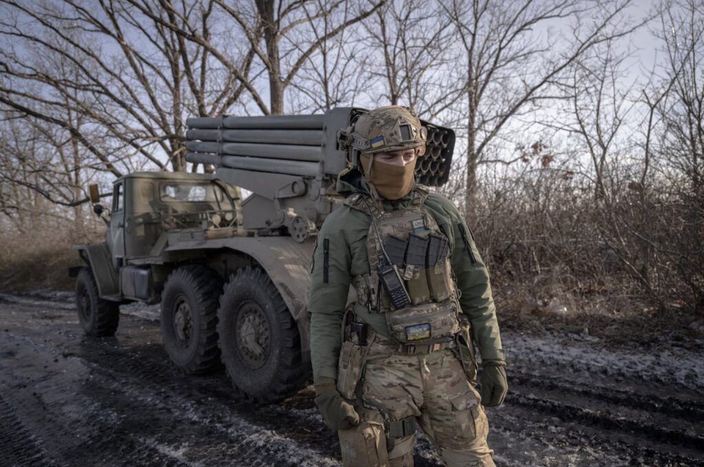 A Ukrainian soldier is seen near the town of Marinka, Dec. 26, 2023. (AA Photo)