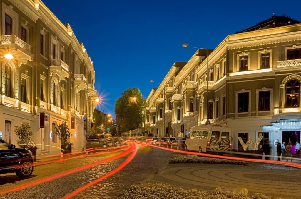 Akaretler street, located in the renovated Akaretler Row Houses, Süleyman Seba Street, Istanbul, Türkiye. (Getty Images Photo)