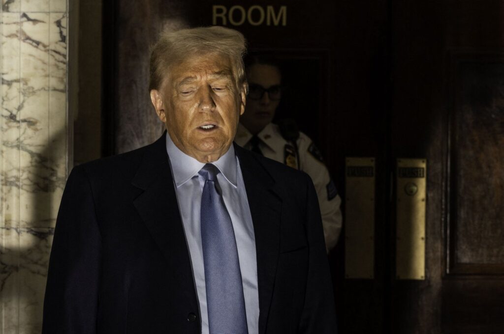 Former U.S. President Donald Trump speaks to reporters in New York City, U.S., Oct. 18, 2023. (AFP Photo)