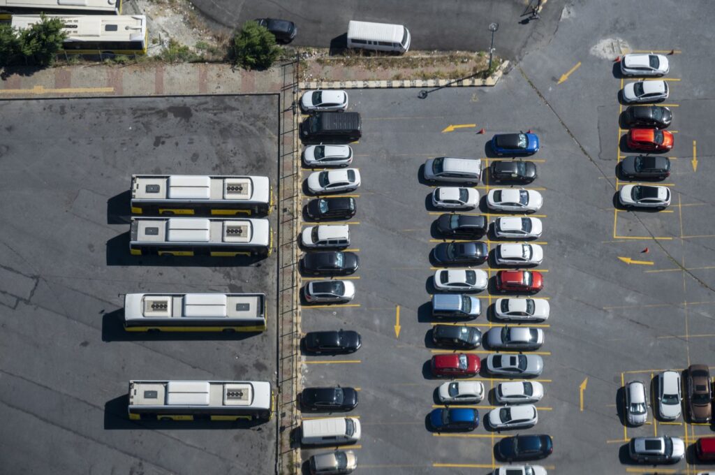 An aerial view of a car park in the Levent district, Istanbul, Türkiye, Dec. 29, 2023. (Getty Images)