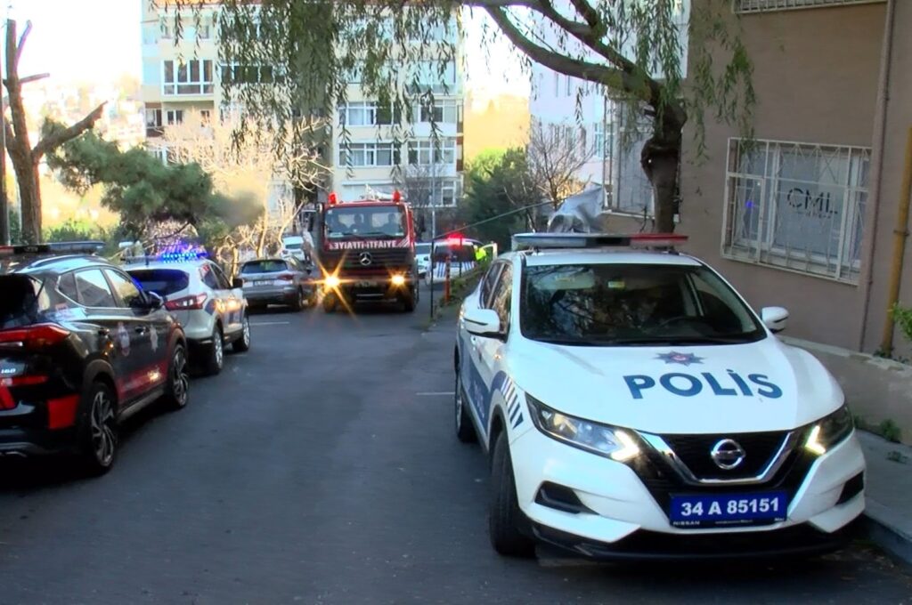A police car is seen in a street in Beşiktaş district, Istanbul, Türkiye, Dec. 27, 2023. (DHA Photo)