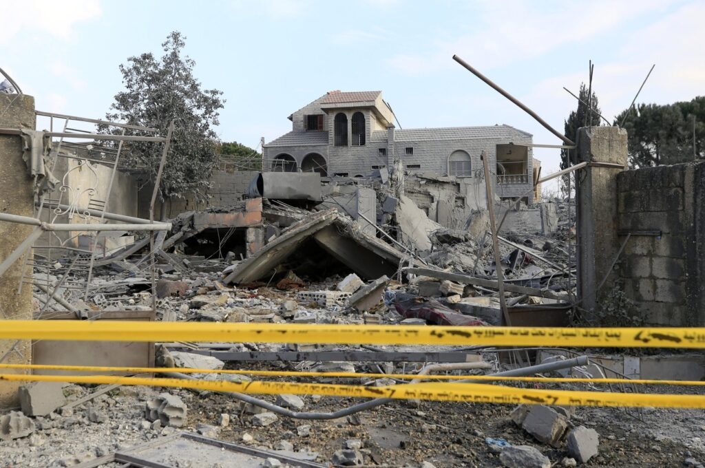 A view of a damaged house after an Israeli airstrike on Kafr Kila town, in southern Lebanon, Jan. 2, 2024. (EPA Photo)