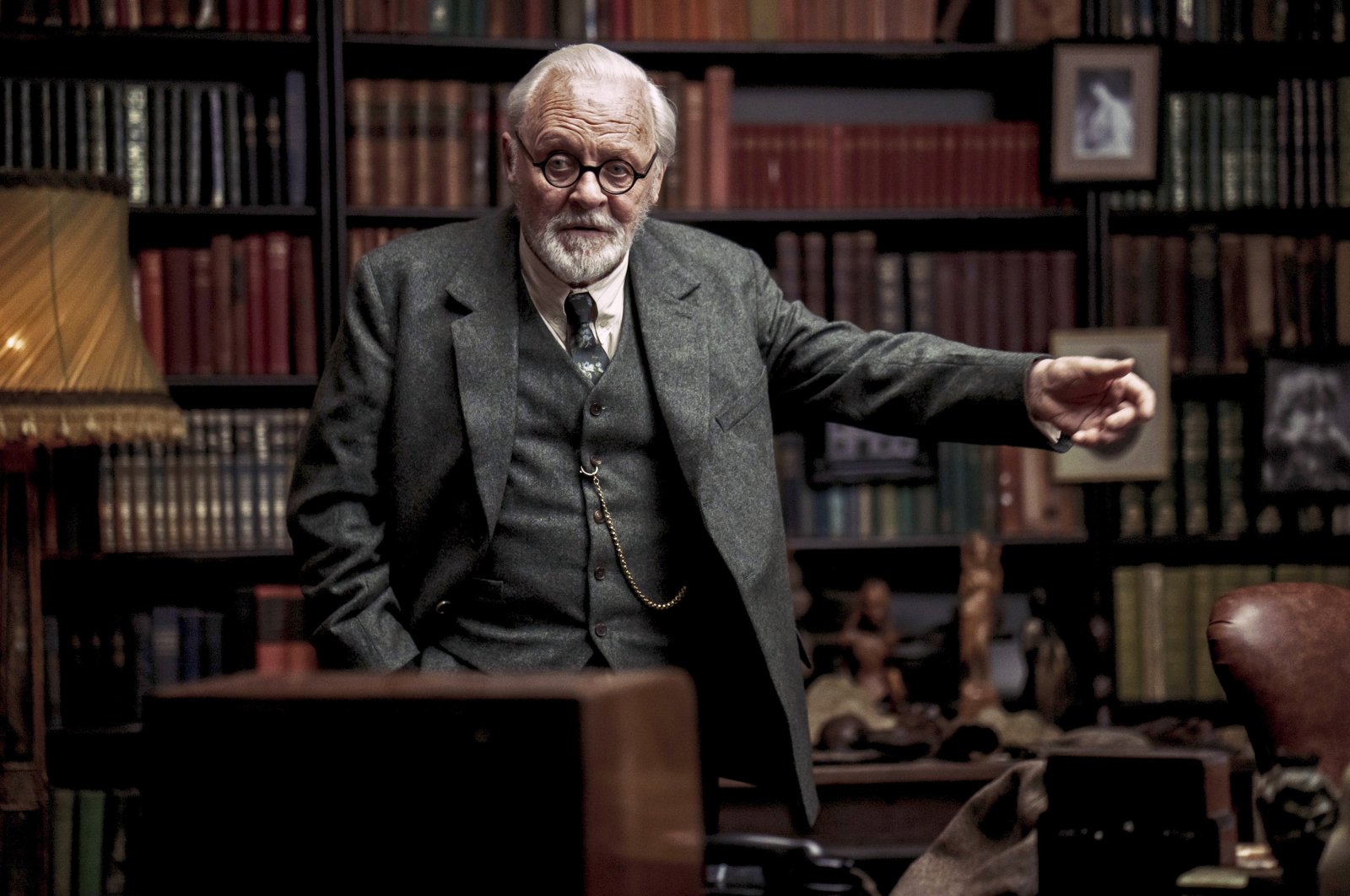 Image provided by Sony Pictures Classics shows Anthony Hopkins as Sigmund Freud in a scene from the movie "Freud's Last Session." (AP Photo)