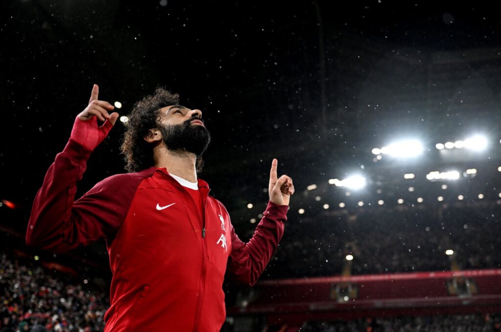 Liverpool's Mohamed Salah during the Premier League match against Newcastle United at Anfield, Liverpool, U.K., Jan. 1, 2024. (Getty Images Photo)