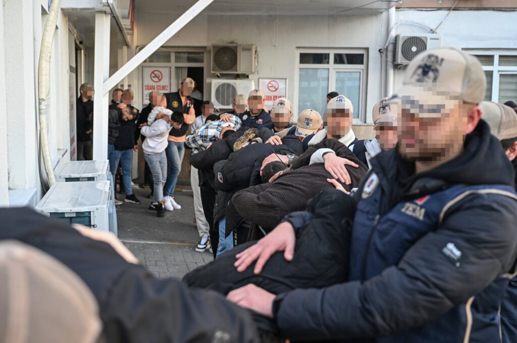 Police escort suspects to a medical check after their detention, Istanbul, Türkiye, Jan. 4, 2024. (AA Photo)