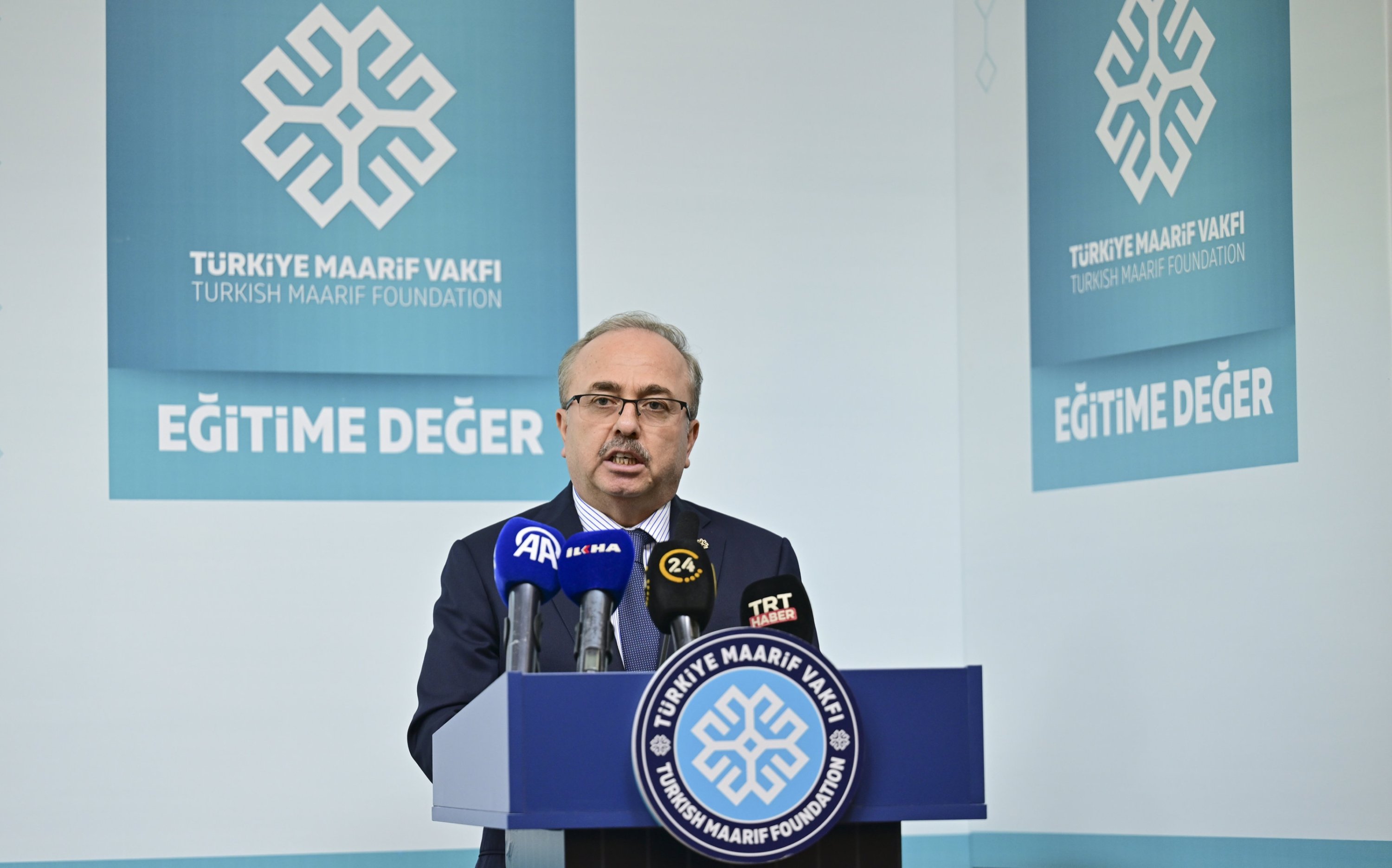 308907 Maarif Foundation Chairperson Birol Akgün speaks at the ceremony in Istanbul, Türkiye, Jan. 5, 2024. (Courtesy of Maarif Foundation)