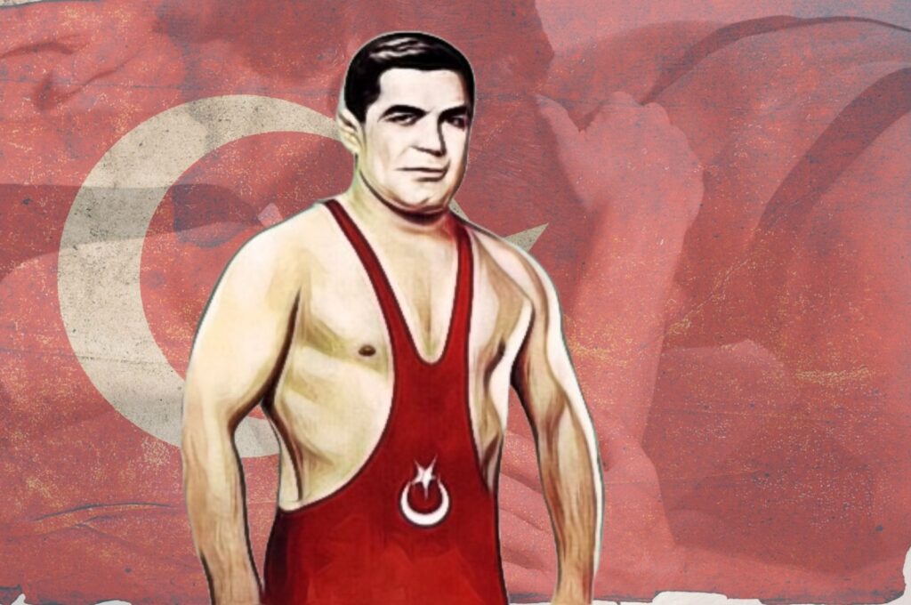 The illustration shows late Turkish wrestling Yaşar Doğu. (Illustration by Kelvin Ndunga)