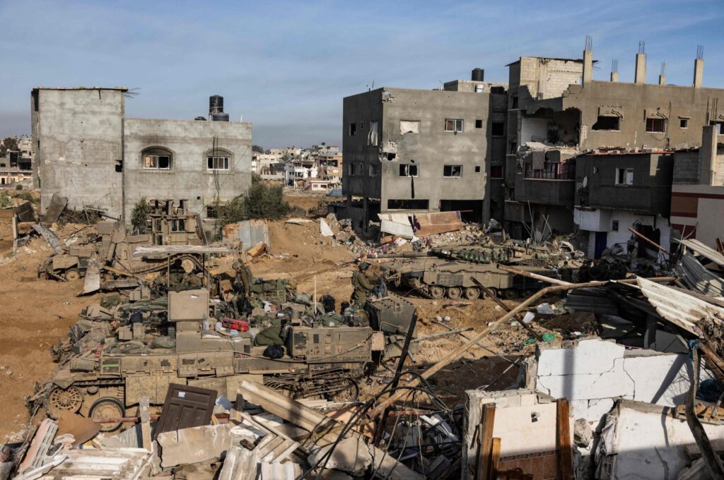 Occupying Israeli troops operate in central Gaza's al-Bureij, Palestine, Jan. 8, 2024.