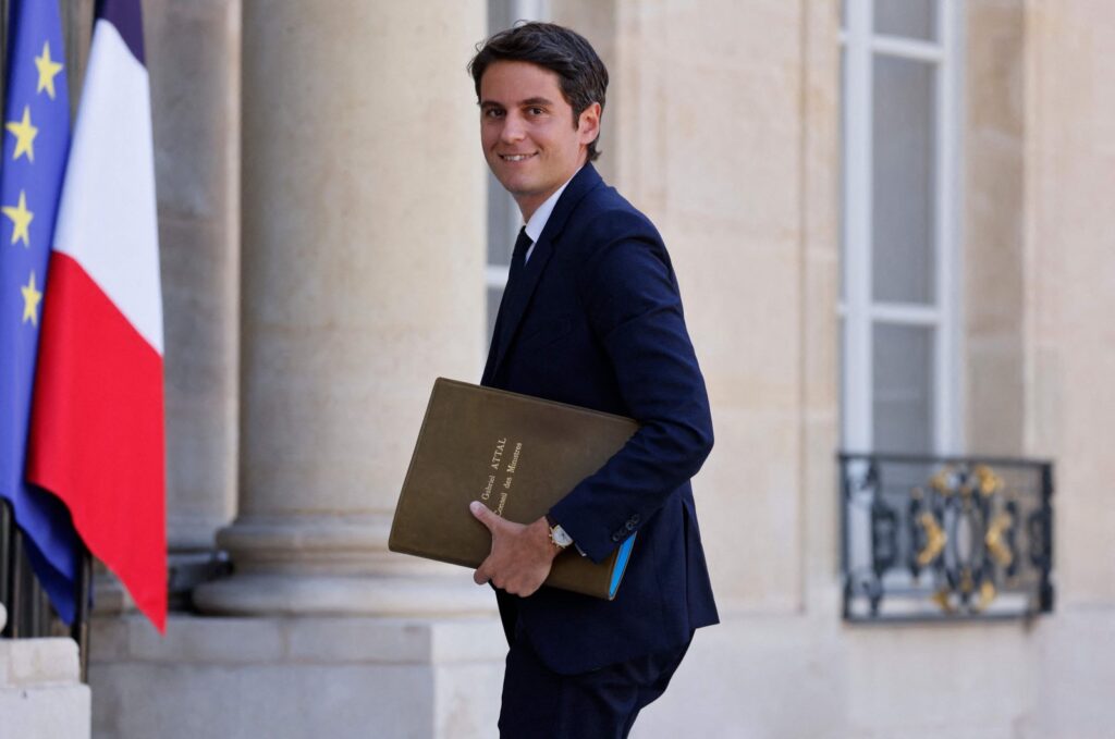 Then French Junior Minister for Public Accounts Gabriel Attal arrives at a cabinet meeting at The Elysee Presidential Palace, Paris, France, July 4, 2022. (AFP Photo)