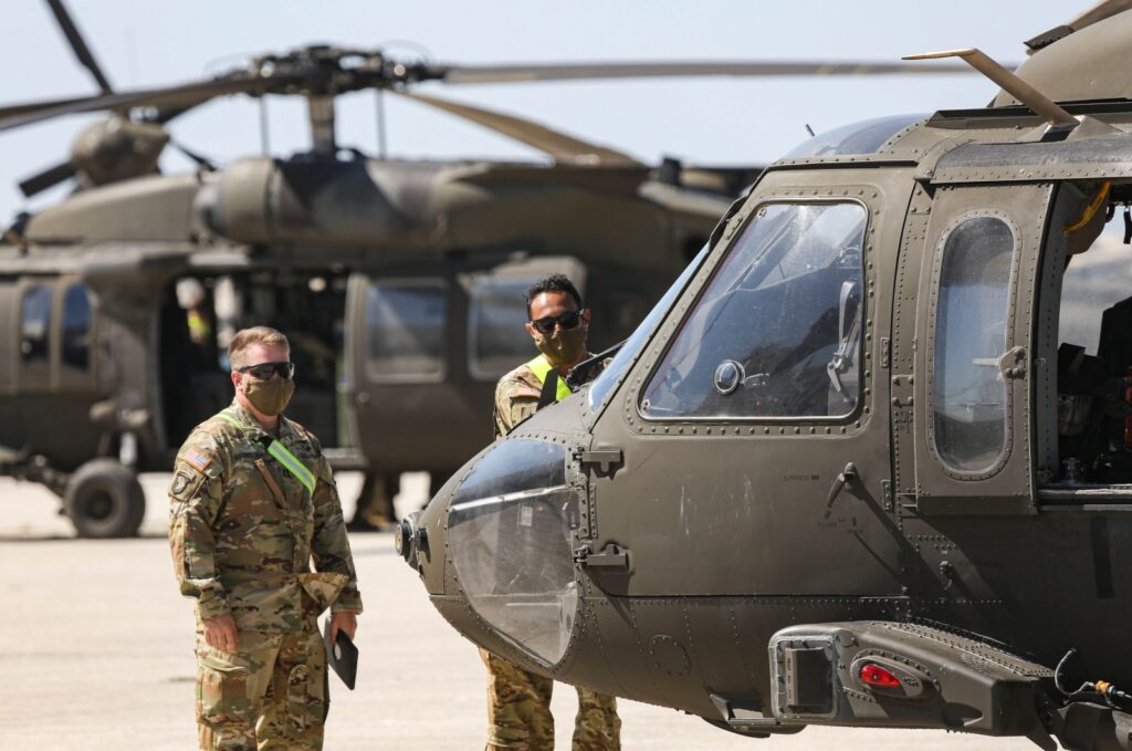 The 101 CAB  Brigade of the army of the USA arrives at the port of Alexandroupoli in Greece to deploy soldiers, manpower, troops, vehicles and helicopters for Atlantic Resolve 2020 NATO military exercise. On July 23, 2020 in Alexandroupoli, Greece. (Reuters File Photo)