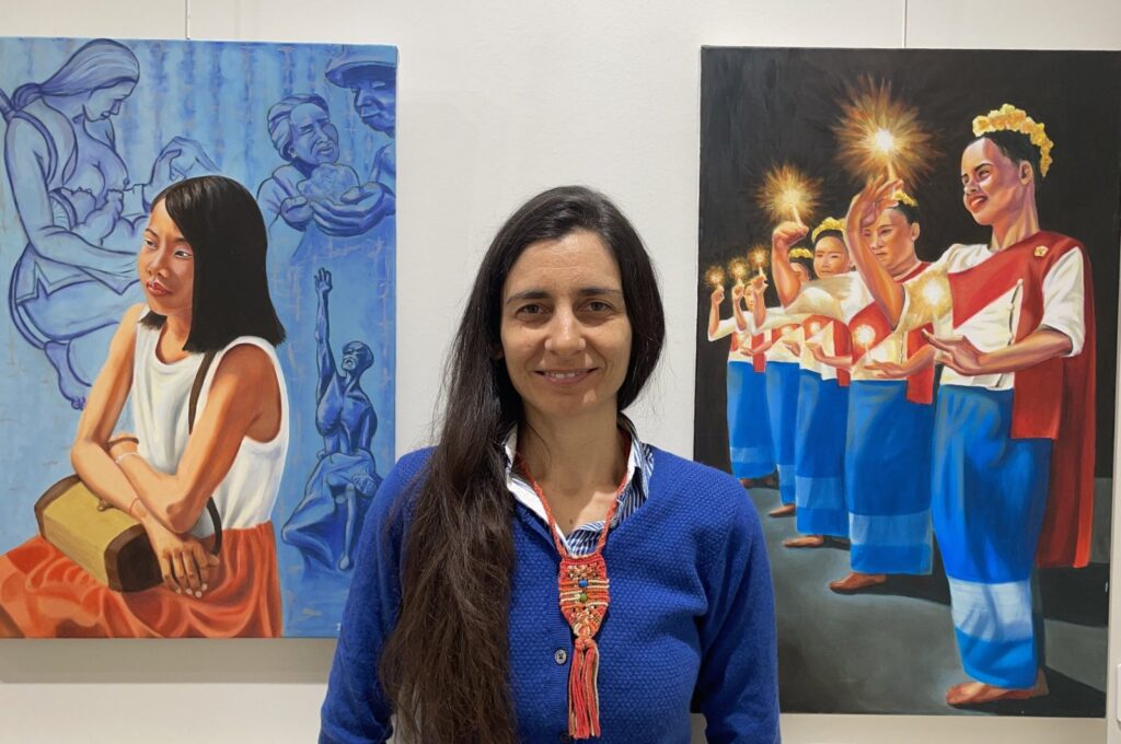 Italian artist Francesca Biondi at her exhibition "Towards East" in Istanbul, Türkiye. (AA Photo)