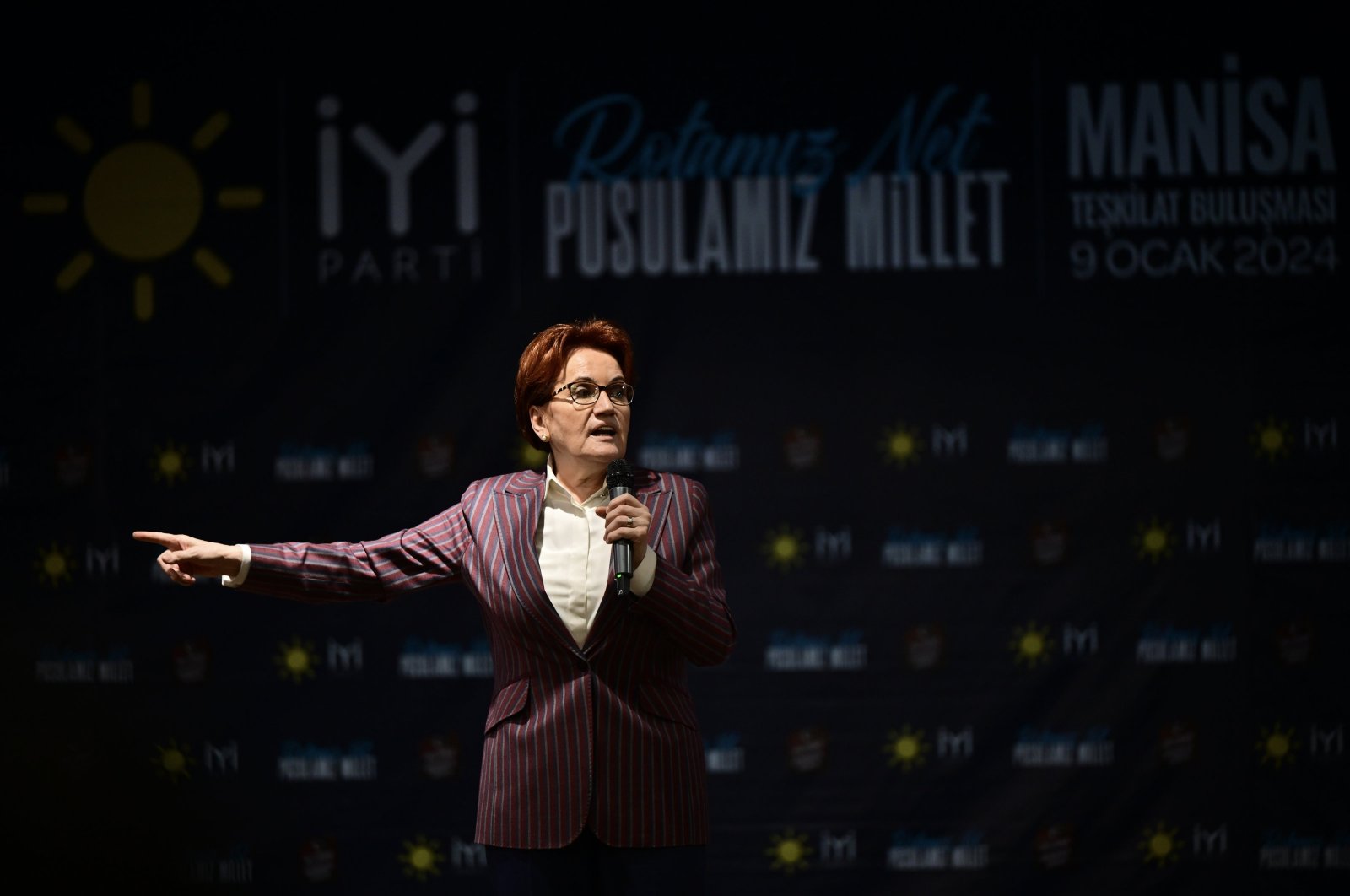 Good Party (IP) Chair Meral Akşener speaks at an event in the western Manisa province, Türkiye, Jan. 9, 2023. (AA Photo)