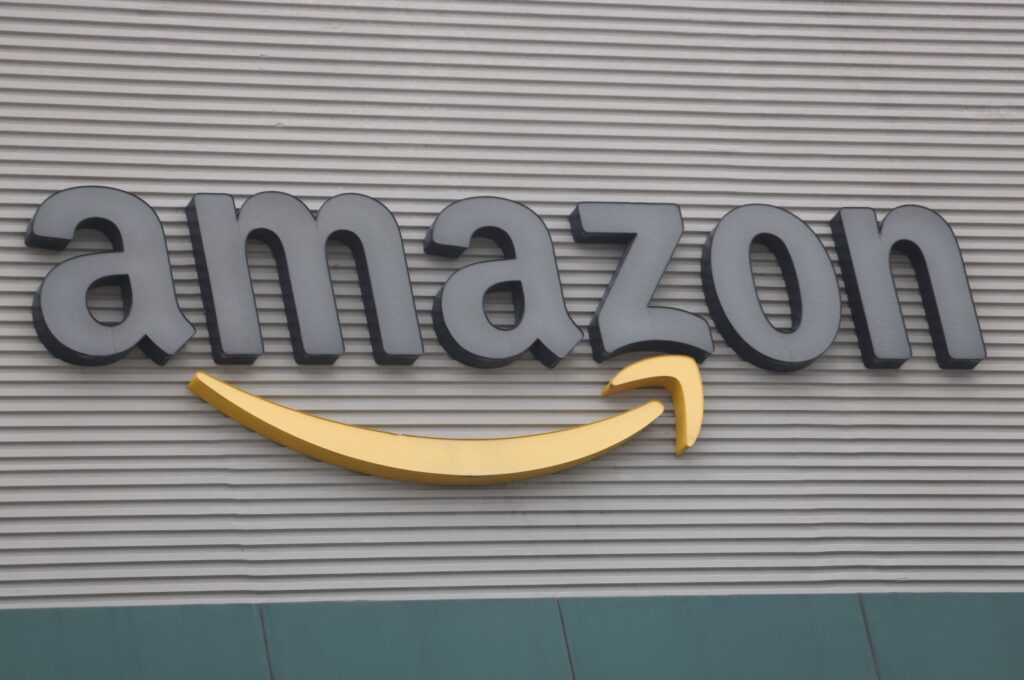 A view shows the logo of Amazon at the Amazon Fulfillment Center during a media tour ahead of the holiday season in Tepotztlan, Mexico, Dec. 13, 2023. (Reuters Photo)