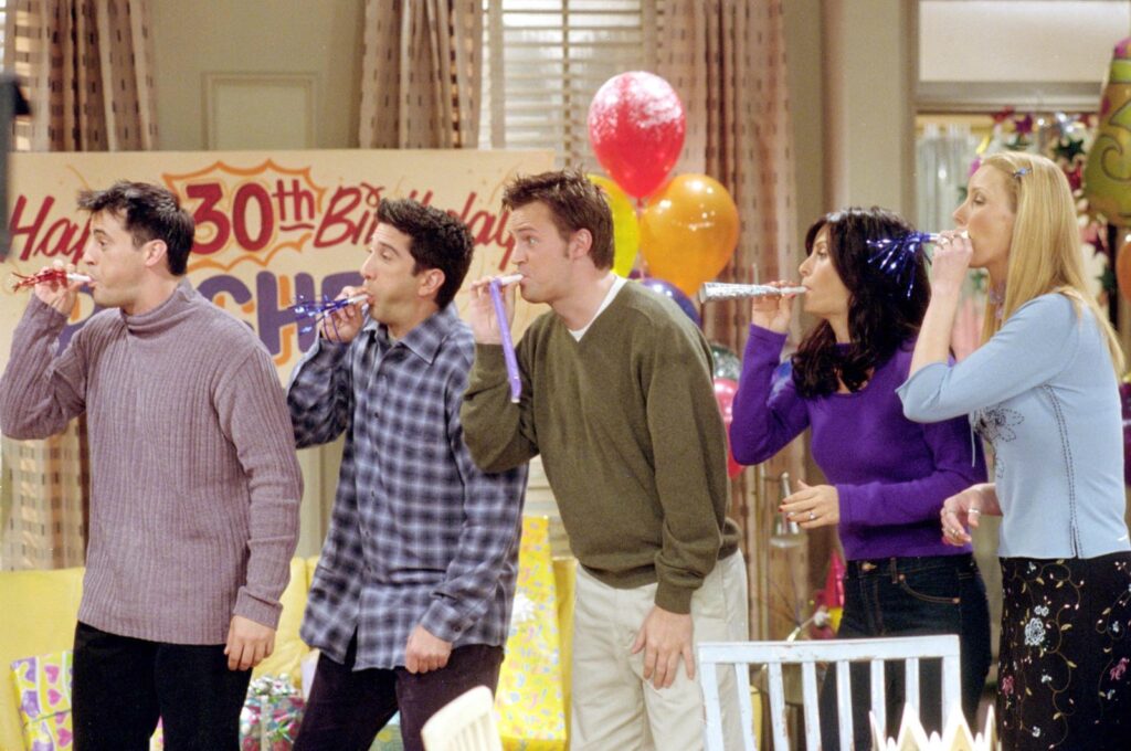 A scene from the episode "The One Where They All Turn Thirty" of the hit TV series "Friends." (Getty Images Photo)