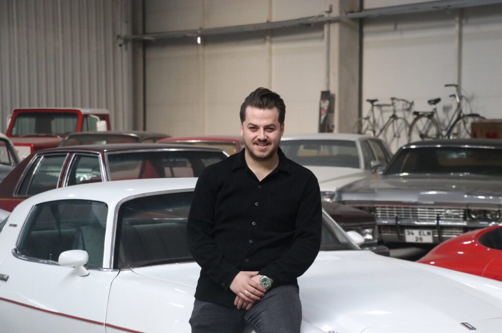 Car enthusiast Ahmet Taha Göktaş, who has a collection of 29 classic cars, takes meticulous care of them in the hangar named "Rusty Garage" located in the Mimar Sinan Organized Industrial Zone, Kayseri, Türkiye. (AA Photo)