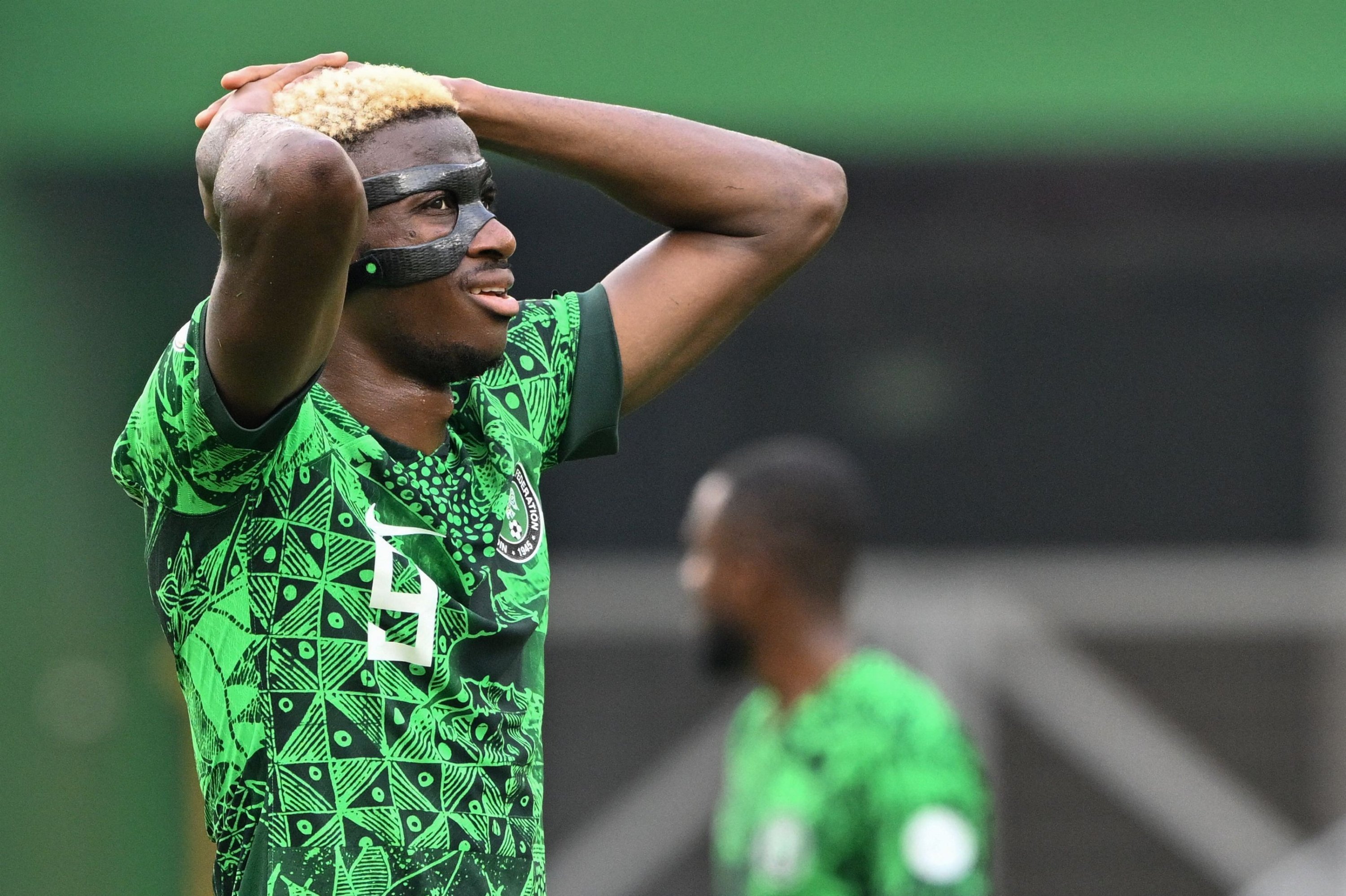310168 Nigeria's Victor Osimhen looks on during the Africa Cup of Nations (AFCON) 2024 group A football match between Nigeria and Equatorial Guinea, Alassane Ouattara Stadium in Ebimpe, Abidjan, Ivory Coast, Jan. 14, 2024. (AFP Photo)
