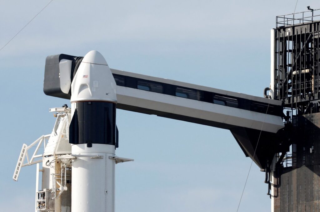 A SpaceX Falcon 9 rocket is readied for launch of the Axiom Mission 3 to the International Space Station with crew members Commander Michael Lopez-Alegria of the U.S./Spain, Pilot Walter Villadei of Italy, Mission Specialist Alper Gezeravcı of Türkiye, and ESA (European Space Agency) project astronaut Marcus Wandt of Sweden, at Cape Canaveral, Florida, U.S. Jan. 17, 2024. (Reuters Photo)