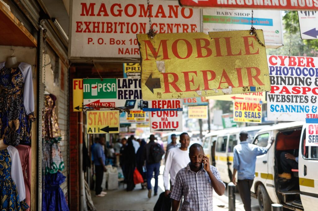 A man walks in a business district in the capital Nairobi, Kenya, Jan. 16, 2024. (AFP Photo)
