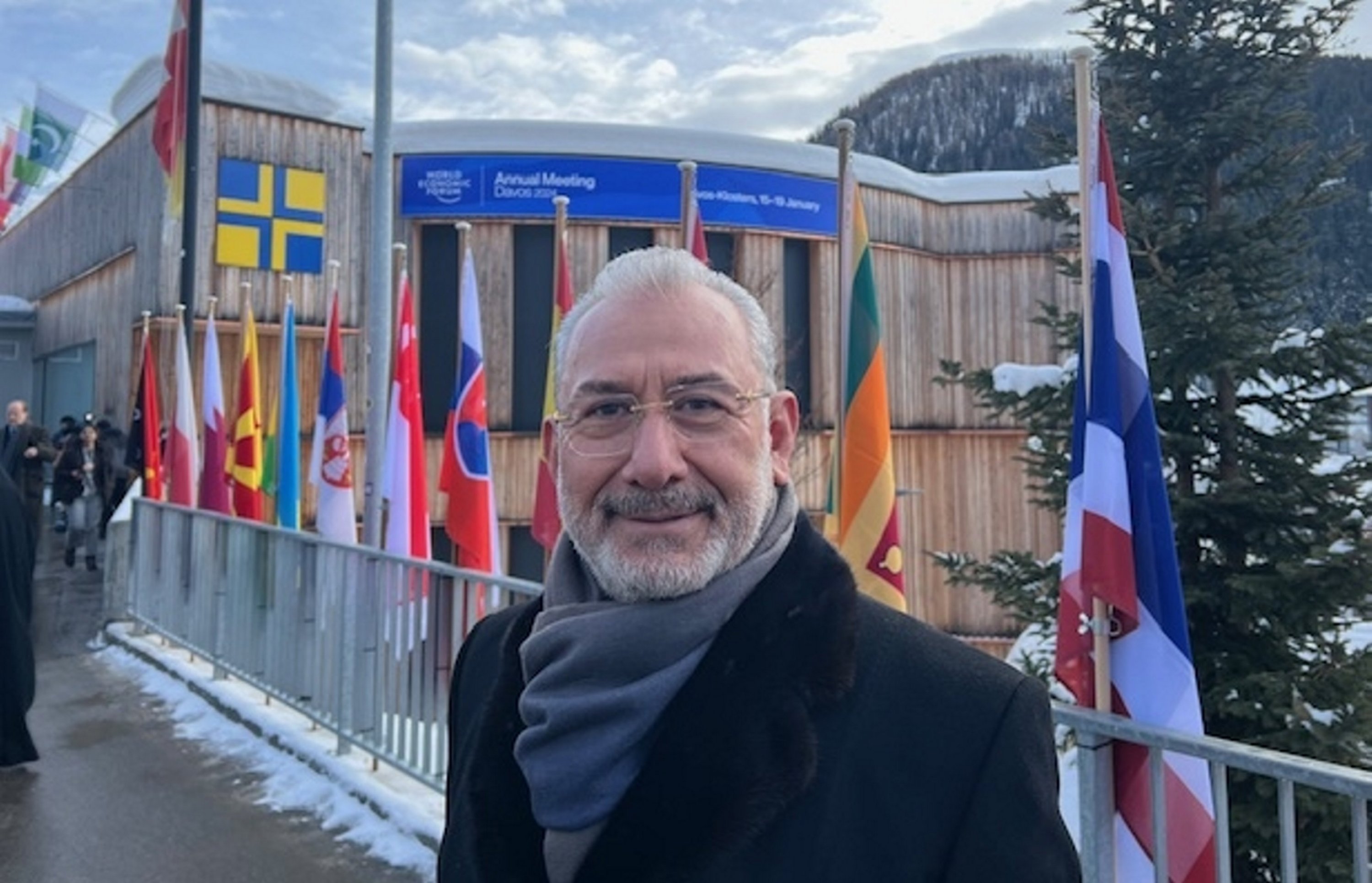 310846 Fuat Tosyalı, chairperson of the board of directors of Tosyalı Holding, poses for a photo during an interview, Davos, Switzerland, Jan. 18, 2024. (AA Photo)