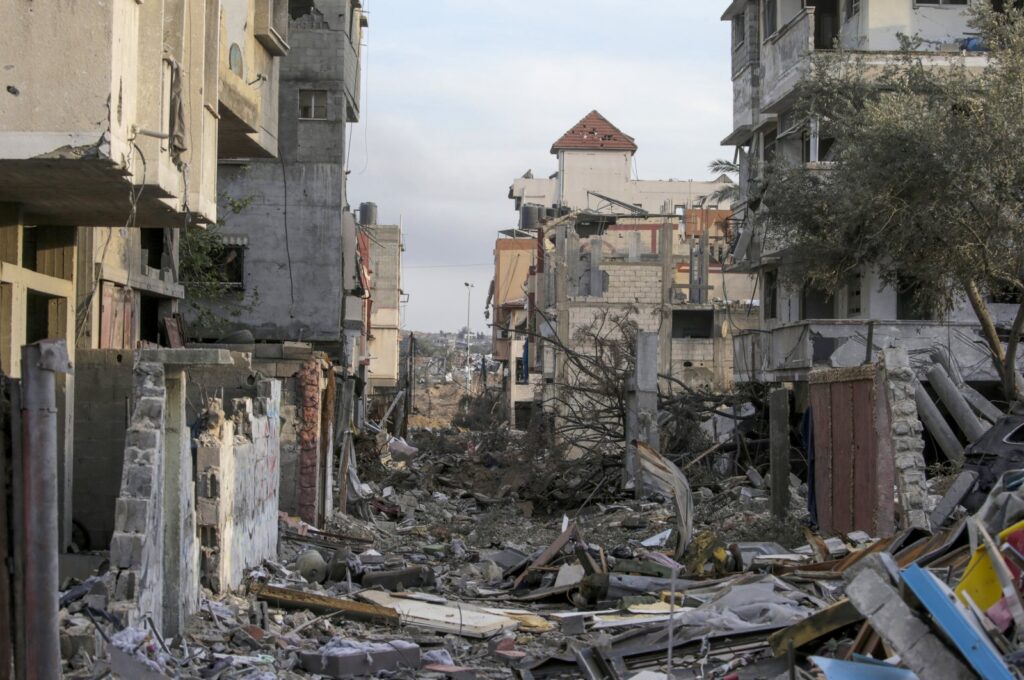 A destroyed area in al-Bureij refugee camp following Israeli military operations at the camp, Gaza Strip, Palestine, Jan. 18, 2024. (EPA Photo)