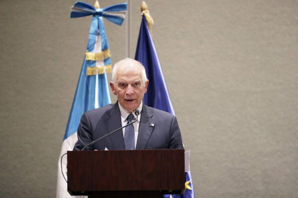 High Representative of the European Union for Foreign Affairs and Security Policy, Josep Borrell, speaks during a joint press conference with the president-elect of Guatemala Bernardo Arevalo (not pictured) in Guatemala City, Guatemala, Jan. 13, 2024. (EPA Photo)