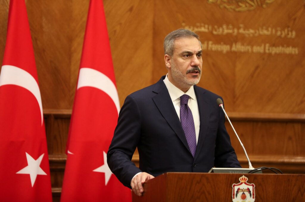 Foreign Minister Hakan Fidan speaks at a news conference in Amman, Jordan, Jan. 18, 2024. (Reuters Photo)
