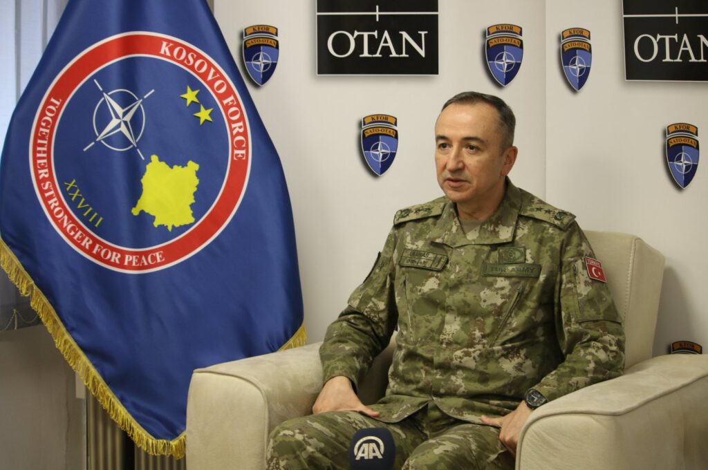 KFOR commander, Maj. Gen. Özkan Ulutaş speaks to Anadolu Agency in an interview, in this photo released on Jan. 22, 2024. (AA Photo)