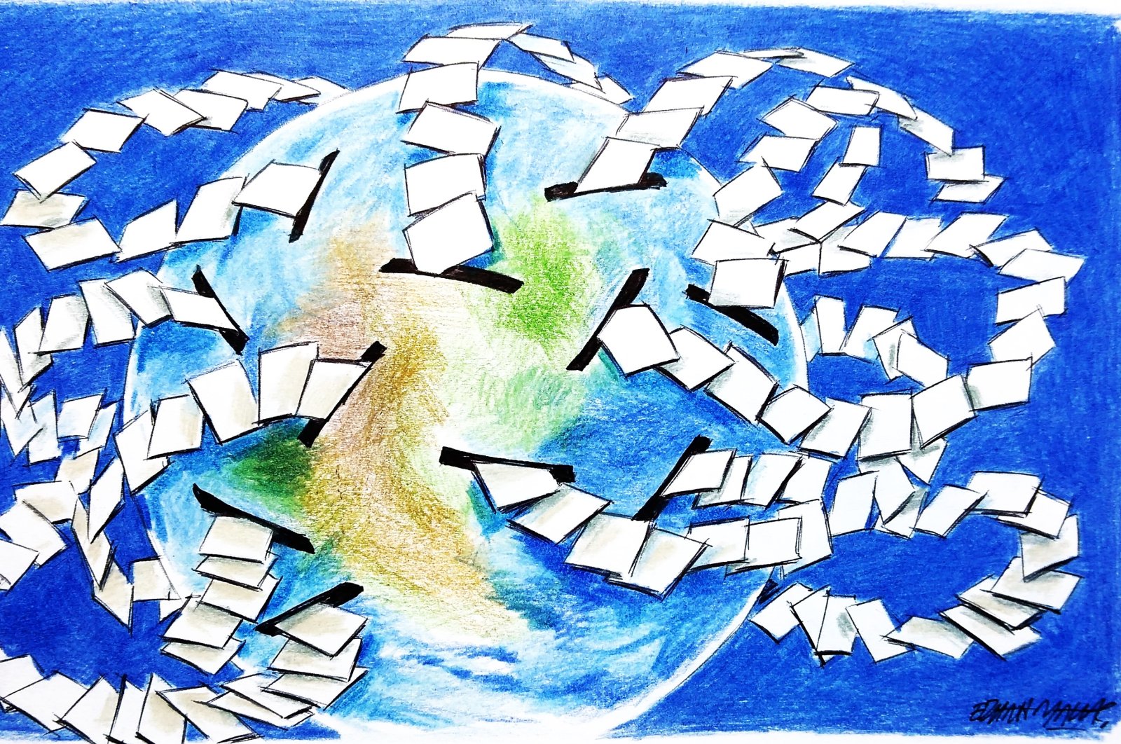 "As we step into 2024, the trajectory of humanity remains uncertain, but one thing is certain – it will be a dynamic year." (Illustration by Erhan Yalvaç)